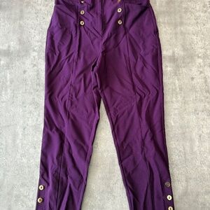 Women’s 10 Pants Ankle Length Mid-Rise Purple Trousers Business Casual NWT